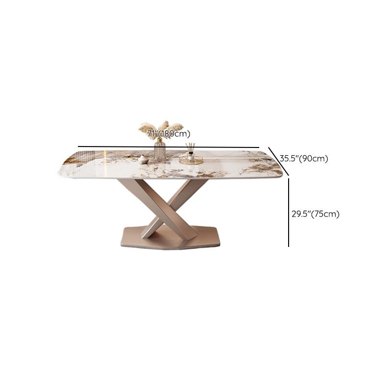 Mesa de comedor de estilo moderno, mesa rectangular con base metálica para comedor
