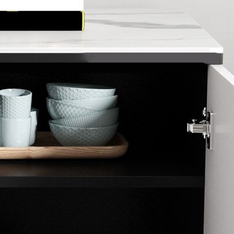 Modern Marble Sideboard Table 2-Drawer 80-inch Sideboard in White Clearhalo 'buffet_sideboard' 'Buffets & Sideboards' 'furn' 'furn_buffet_sideboard' 'Furniture' 'furniture_buffet_sideboard' 'Kitchen & Dining Furniture' 1200x1200_13c40843-93f9-4689-9c2a-52ad13c1ec7e