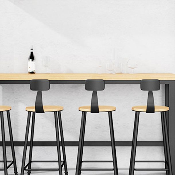 Pine Wood Bar Table Industrial Bar Dining Table with Trestle Base in Black Clearhalo 'Bar Furniture' 'Bar Tables' 'bar_tables' 'furn' 'furn_bar_tables' 'Furniture' 'furniture_bar_tables' 'Kitchen & Dining Furniture' 1200x1200_13c524e6-917a-4729-9c69-c0d421346297