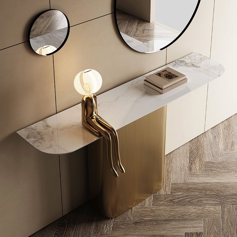 Glam Metal Console Accent Table Golden Console Sofa Table for Hall