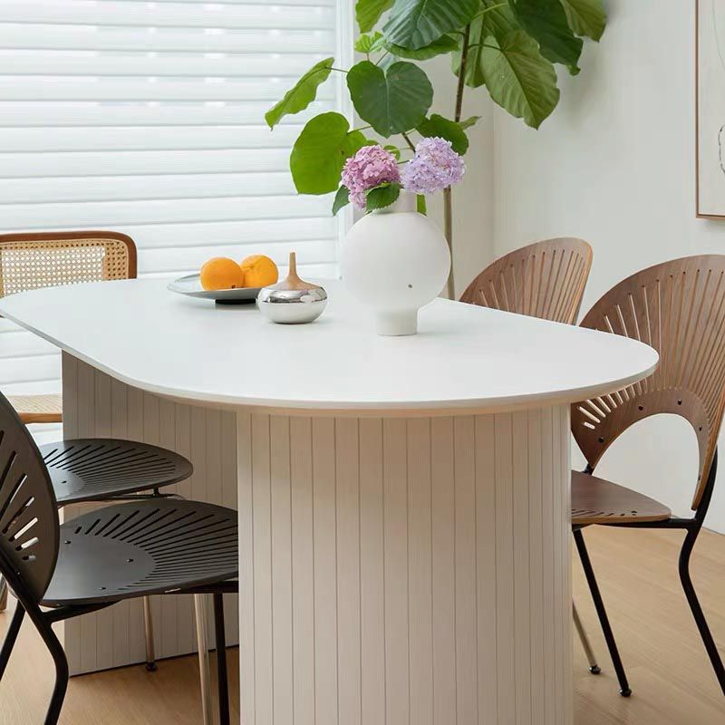 Oval Double Pedestal Modern Dining Table Fixed Table with Solid Wood Clearhalo 'Dining Tables & Seating' 'Dining Tables' 'dining_table' 'furn' 'furn_dining_table' 'Furniture' 'furniture_dining_table' 'Kitchen & Dining Furniture' 'kitchen' 'kitchen_dining_table' 1200x1200_13c745b7-4b43-4e2c-a674-a6e86a3f0445