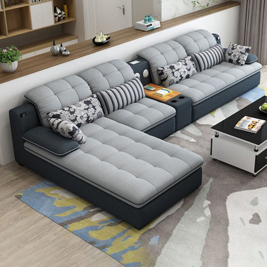 Modern Pillow Top Arm Sofa with Storage Bag Adjustable Backrest Sofa for Living Room Clearhalo 'furn' 'furn_sectionals' 'Furniture' 'furniture_sectionals' 'kitchen' 'kitchen_sectionals' 'Living Room Furniture' 'Sectionals' 1200x1200_13cc7028-119c-4d21-a145-4f96fcdaf5e8