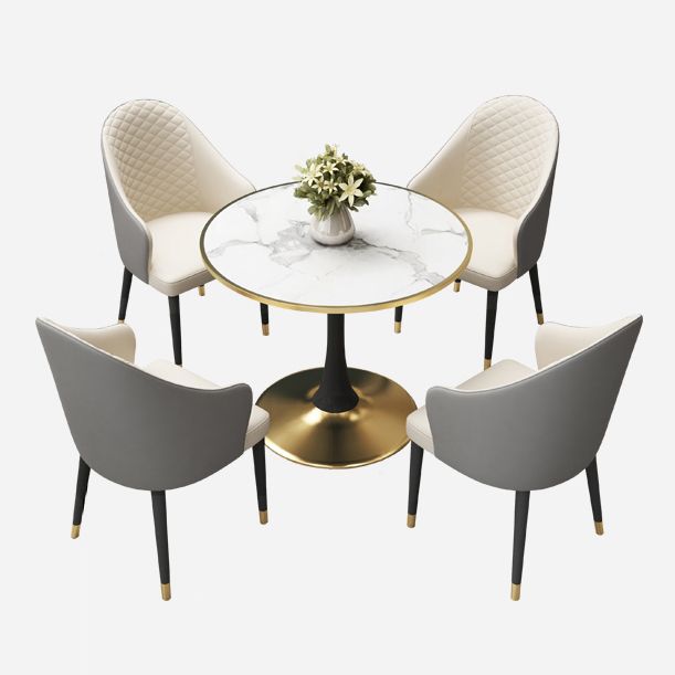 31.5-inch Metal Contemporary Dining Table Round Table for Kitchen Clearhalo ' dining_table' 'Dining Tables & Seating' 'Dining Tables' 'furn' 'furn_dining_table' 'Furniture' 'furniture_dining_table' 'Kitchen & Dining Furniture' 'kitchen&dining_furn' 'kitchen' 'kitchen_dining_table' 1200x1200_13cf4f03-9d52-4305-b564-327a4dff51ac