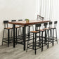 Mesa de bar de madera maciza marrón, mesa de comedor con base de caballete para cocina y sala de estar
