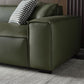 Glam Settee Genuine Leather Living Room Square Arm Cushions Green Standard Sofa
