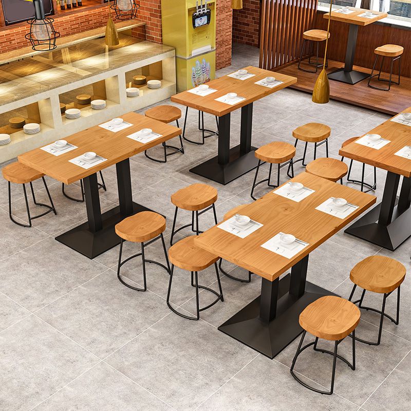 Metal Industrial Dining Table Pine Wood Top Table with Pedestal Base Clearhalo 'Dining Tables & Seating' 'Dining Tables' 'dining_table' 'furn' 'furn_dining_table' 'Furniture' 'Kitchen & Dining Furniture' 1200x1200_13d300f5-0f19-4e0c-bb0c-b75c0d8c54d1