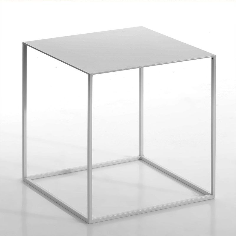 Tabla lateral superior cuadrada de metal 15.75 "Mesa de base de base de marco de alto