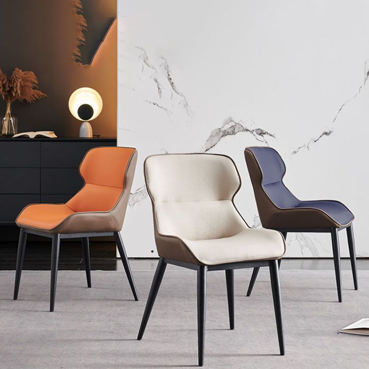 Silla lateral de ala de comedor contemporáneo con patas de metal para cocina