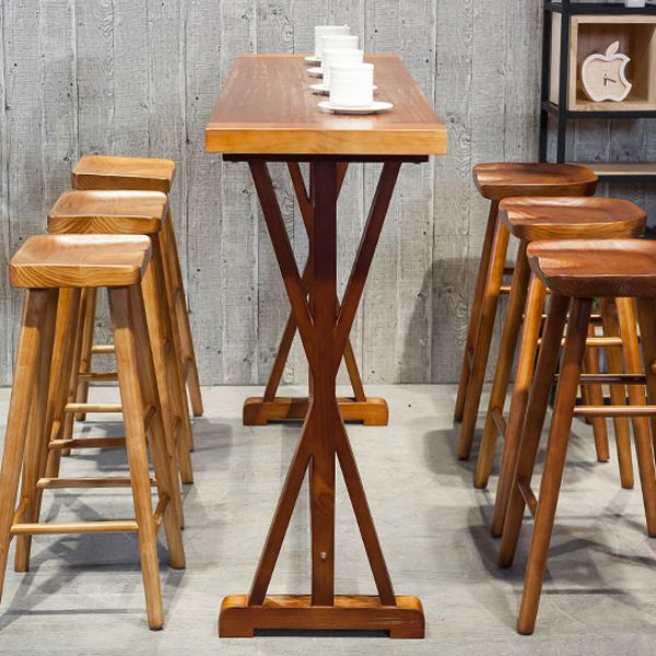 Modern Style Bistro Bar Table Rectangle Solid Wood Bar Table