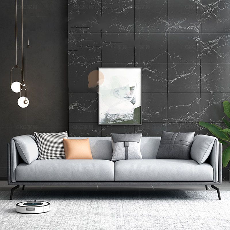 Pillow Top Arm Sofa with Pillows Seating Contemporary in Gray