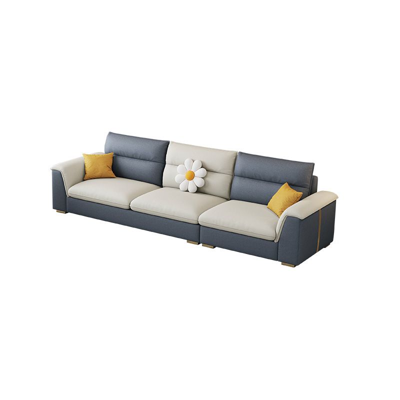 Glam 3/4 Seater Faux Leather Pillow Top Arm Sofa for Living Room