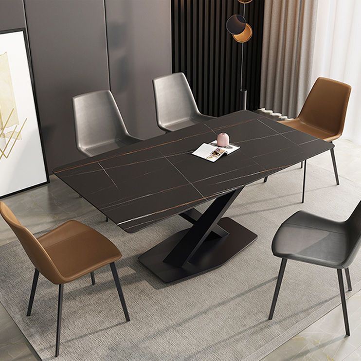 Modern Style Dining Table Rectangle Sintered Stone Dining Table with Black Frame for Home Use Clearhalo ' dining_table' 'Dining Tables & Seating' 'Dining Tables' 'furn' 'furn_dining_table' 'Furniture' 'furniture_dining_table' 'Kitchen & Dining Furniture' 'kitchen&dining_furn' 'kitchen' 'kitchen_dining_table' 1200x1200_13d73b0d-76fd-4df3-af50-513ed4eb9cf4