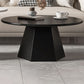 Mid-Century Iron Round Pedestal Coffee Cocktail Table Set in Black & White