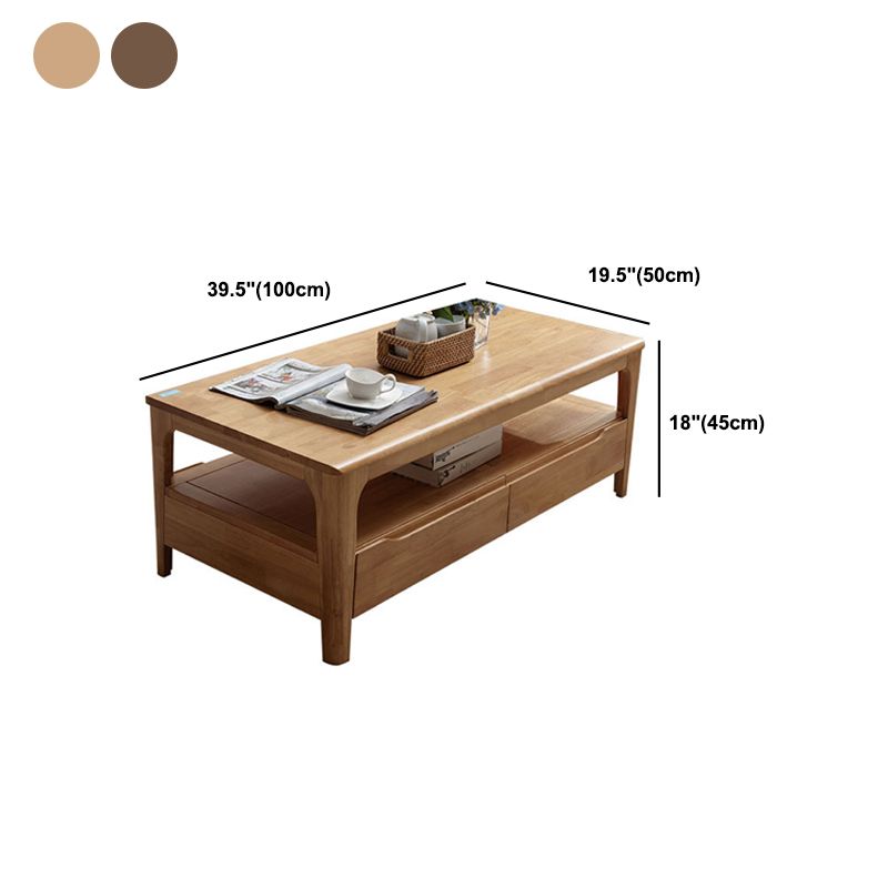 引き出し付き長方形の4脚のベースソリッドウッドテーブル北欧スタイルのコーヒーテーブル