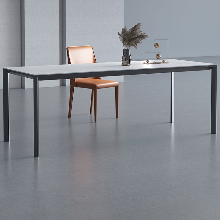 Sintered Stone Dining Table Industrial Black 4 Legs Base Rectangle Table for Home Clearhalo ' dining_table' 'Dining Tables & Seating' 'Dining Tables' 'furn' 'furn_dining_table' 'Furniture' 'furniture_dining_table' 'Kitchen & Dining Furniture' 'kitchen&dining_furn' 'kitchen' 'kitchen_dining_table' 1200x1200_13db0062-525f-4245-adee-84a28914a9f9