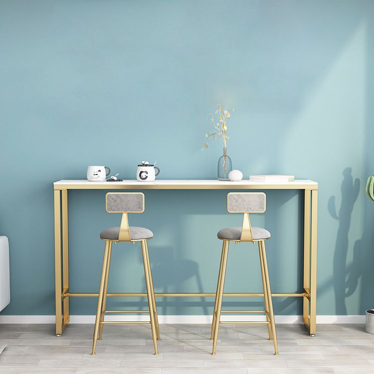 1/3 Pieces Glam Iron Bar Table Set Rectangle White Stone Top Bistro Set with Footrest Clearhalo 'Bar Furniture' 'furn' 'furn_home_bar_bar_sets' 'Furniture' 'Home Bars & Bar Sets' 'home_bar_bar_sets' 'Kitchen & Dining Furniture' 1200x1200_13db60c3-ef36-4b00-bf0c-04a17951343f