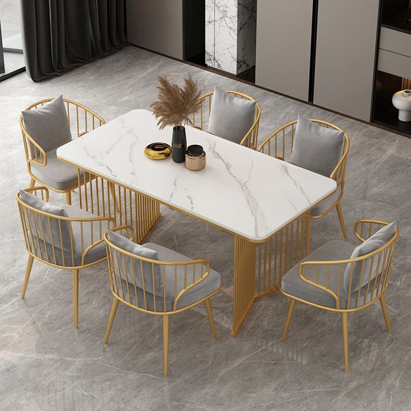 Rectangle Stone Dining table Gold Frame Traditional Luxury Double Pedestal Table Clearhalo 'Dining Tables & Seating' 'Dining Tables' 'dining_table' 'furn' 'furn_dining_table' 'Furniture' 'furniture_dining_table' 'Kitchen & Dining Furniture' 'kitchen' 'kitchen_dining_table' 1200x1200_13dbb47b-f3b9-4cc9-a057-8c2271452cb3