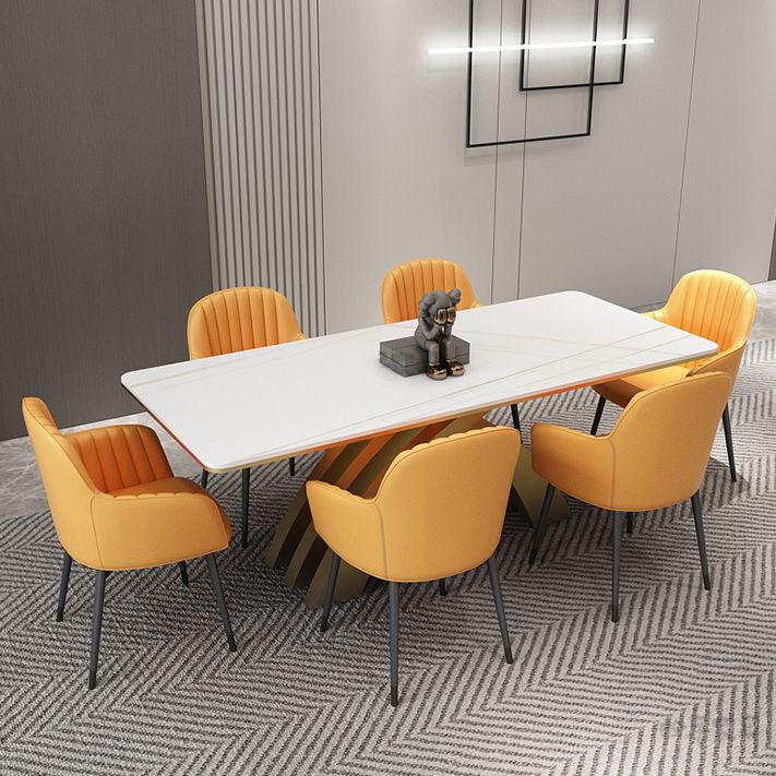 Glam Rectangle Shape Dining Table Sintered Stone Top Standard Dining Table for Kitchen Clearhalo ' dining_table' 'Dining Tables & Seating' 'Dining Tables' 'furn' 'furn_dining_table' 'Furniture' 'furniture_dining_table' 'Kitchen & Dining Furniture' 'kitchen&dining_furn' 'kitchen' 'kitchen_dining_table' 1200x1200_13dc82f1-ca23-4089-84fe-41e7d4beff1c