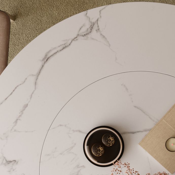 Traditional Luxury Round Table Stone Top Gold Base Dining Table Clearhalo 'Dining Tables & Seating' 'Dining Tables' 'dining_table' 'furn' 'furn_dining_table' 'Furniture' 'Kitchen & Dining Furniture' 1200x1200_13dd809c-34ec-4efe-b343-a579fab63156