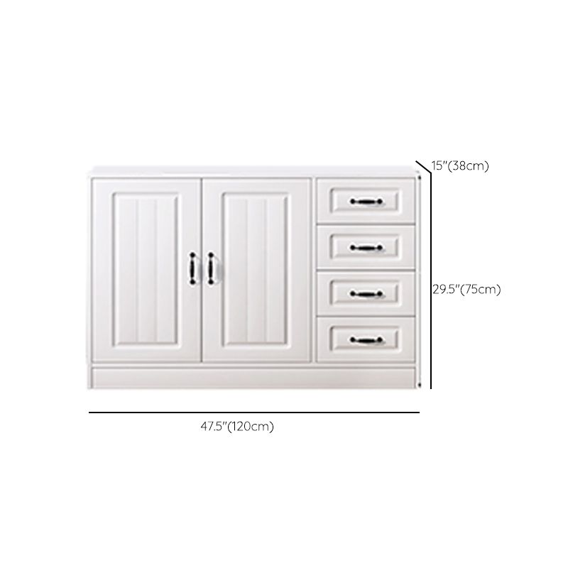 Mobile moderno accento bianco con scaffali e cassetti in legno