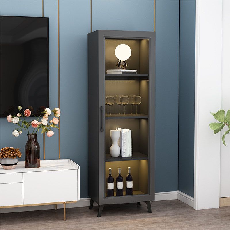 Contemporary Display Stand Faux Wood Glass Doors Storage Cabinet with Door Clearhalo 'Display & China Cabinets' 'display_china_cabinets' 'furn' 'furn_display_china_cabinets' 'Furniture' 'Kitchen & Dining Furniture' 1200x1200_13decd1a-a380-47d1-84df-5a3f0655ab03