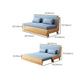 Blue Linen Blend Futon Sleeper Sofa with 2 Pillows and Pillow Back