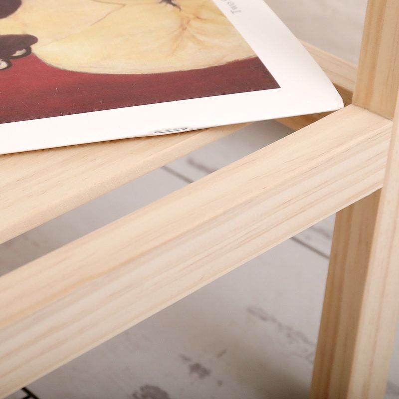 Modern Style Pine with Storage Rack Black/different/wood Color Square Side Table