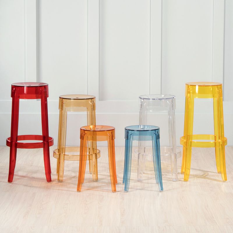 Industrial Backless Round Seat Acrylic Armless Bar Stool for Living Room Clearhalo 'Bar Furniture' 'Bar Stools' 'bar_stools' 'furn' 'furn_bar_stools' 'Furniture' 'Kitchen & Dining Furniture' 1200x1200_13e3bd03-1a51-489d-9c74-f9eae446d594