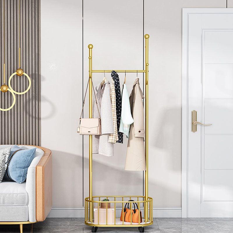 Glam Hall Stand Metal Shelving Hooks Included Free Standing Entry Hall Tree Clearhalo 'Entry & Mudroom Furniture' 'furn' 'furn_hall_tree_coat_racks' 'Furniture' 'Hall Trees & Coat Racks' 'hall_tree_coat_racks' 1200x1200_13e6531c-b1fe-41ac-8f06-49ac35de16be