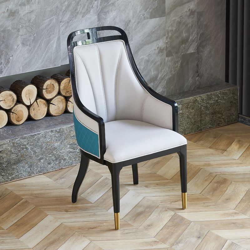 Faux Leather Dining Chairs Upholstered Arm Chairs with Wood Base Clearhalo 'Dining Chairs' 'Dining Tables & Seating' 'dining_chair' 'furn' 'furn_dining_chair' 'Furniture' 'Kitchen & Dining Furniture' 1200x1200_13e67d5e-4bd5-47b5-abec-d1281d4c1f24