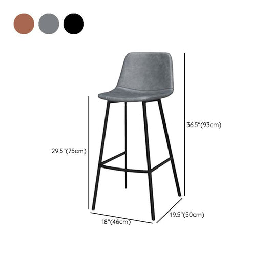 Glam Metal Bar Stools Faux Leather Barstools with Black Legs