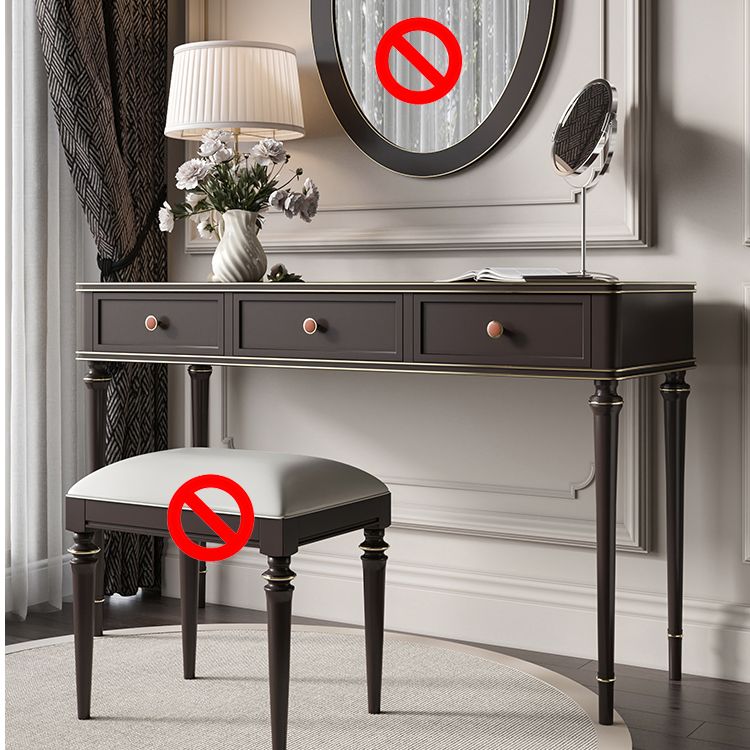 Mirror & 3 Drawers Makeup Vanity Dressing Table Solid Wood Dresser