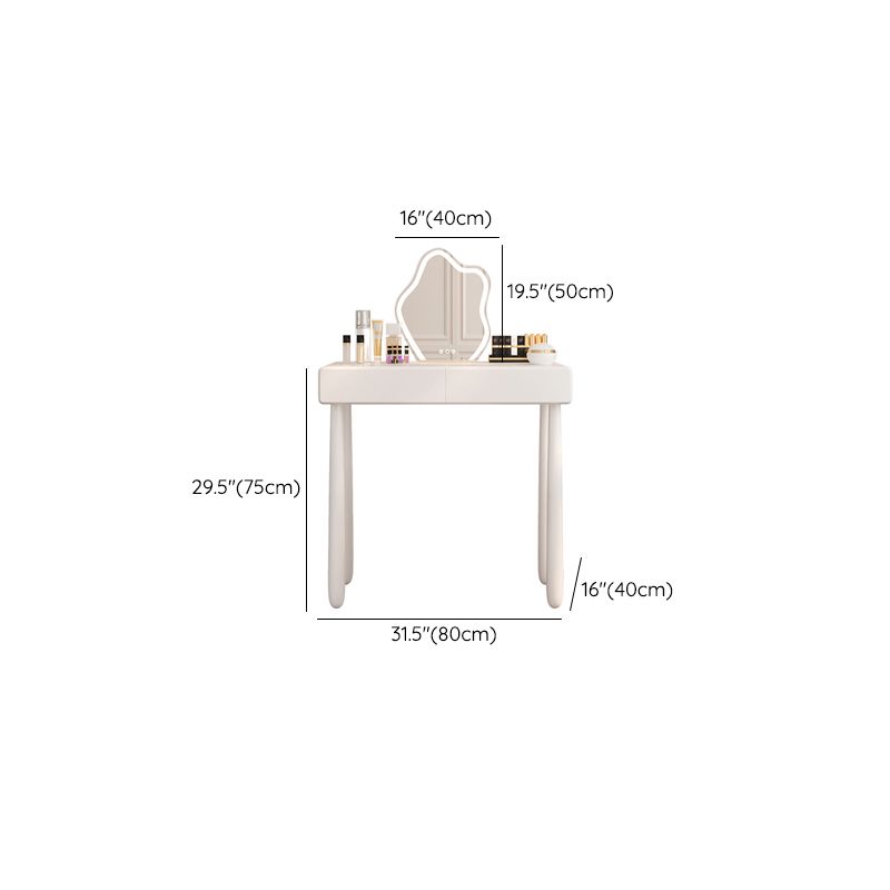 Contemporary White Wooden Vanity Dressing Table with 2 Drawers