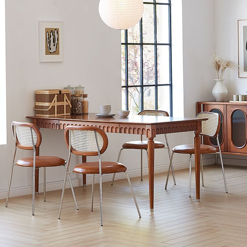 Modern Pine Wood Dining Set 1/5 Pcs Brown Dinette Set for Home Clearhalo 'Dining Room Sets' 'Dining Tables & Seating' 'dining_room_set' 'furn' 'furn_dining_room_set' 'Furniture' 'Kitchen & Dining Furniture' 1200x1200_13f0273f-b48d-48c0-b3a6-588b1374de5b
