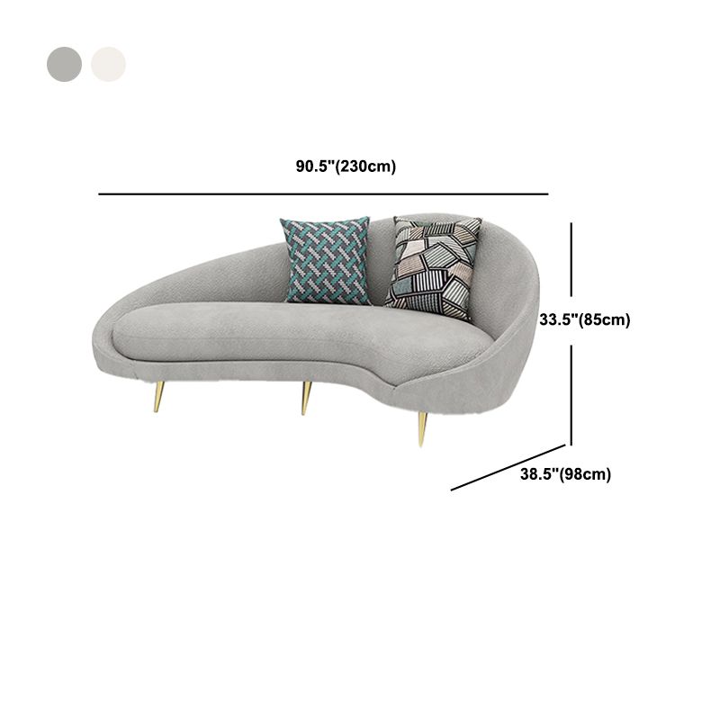 Wool Sloped Arm Sofa Contemporary Curved Sofa for Living Room