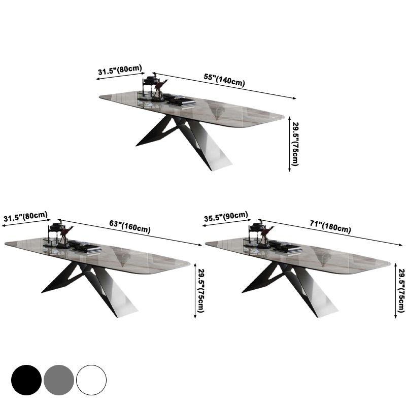 Metal Contemporary Rectangle Dining Table Sintered Stone Table for Dining Room and Kitchen Clearhalo ' dining_table' 'Dining Tables & Seating' 'Dining Tables' 'Furniture' 'furniture_dining_table' 'Kitchen & Dining Furniture' 'kitchen&dining_furn' 'kitchen' 'kitchen_dining_table' 1200x1200_13f47b39-cd32-4057-bcb6-382fc85f8eef