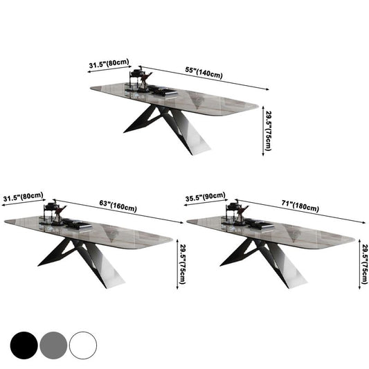 Metal Contemporary Rectangle Dining Table Sintered Stone Table for Dining Room and Kitchen