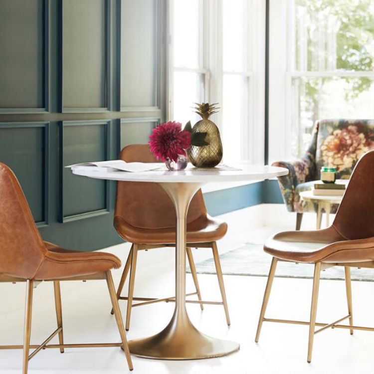 Round Tulip Base Glam Dining Table White Fixed Table with Sintered Stone Clearhalo ' dining_table' 'Dining Tables & Seating' 'Dining Tables' 'furn' 'furn_dining_table' 'Furniture' 'furniture_dining_table' 'Kitchen & Dining Furniture' 'kitchen&dining_furn' 'kitchen' 'kitchen_dining_table' 1200x1200_13f4b1e4-023c-42ef-b01a-171d630b5d0a