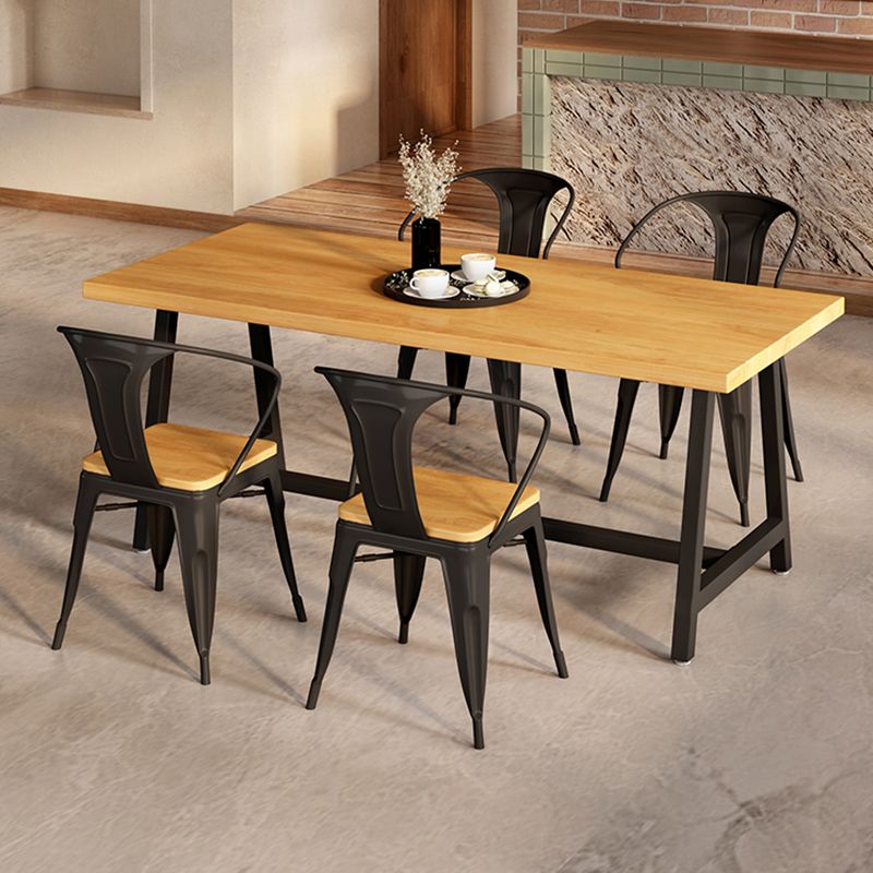 産業長方形のダイニングテーブルセット1/2/3/5メタルベースのキッチン家具セット付き