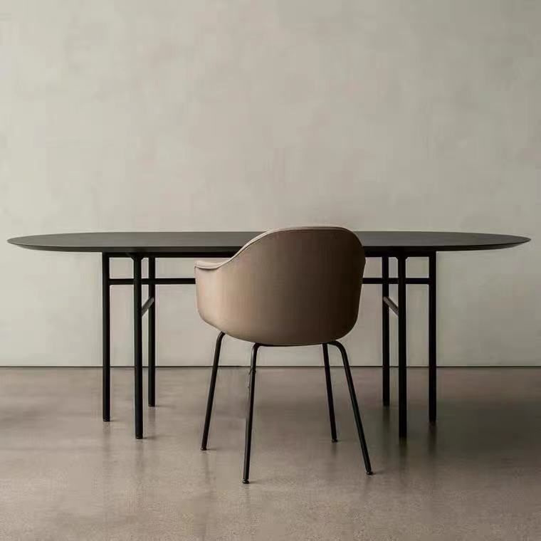 Oval Solid Wood Table Industrial Black Metal Legs for Office Clearhalo 'furn' 'furn_office_desk' 'Furniture' 'furniture_office_desk' 'Office Desks' 'Office Furniture' 'office_desk' 1200x1200_13f67230-6175-47d2-853f-e0e02ab10439