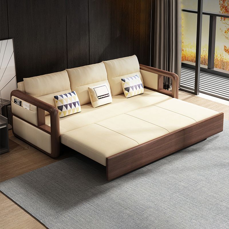 Modernism Brown Fabric Sofa Bed Solid Wood Sofa with Storage Clearhalo 'furn' 'furn_sofas' 'Furniture' 'Living Room Furniture' 'Sofa' 'sofas' 1200x1200_13f77d4f-73f4-4302-b468-2d449eed5859