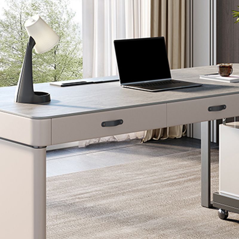 Modern Stone Office Desk Rectangular Shape Task Desk with 3 Drawers in Grey Clearhalo 'furn' 'furn_office_desk' 'Furniture' 'Office Desks' 'Office Furniture' 'office_desk' 1200x1200_13f83bd1-e6d9-4d1b-b3ab-81310a176300