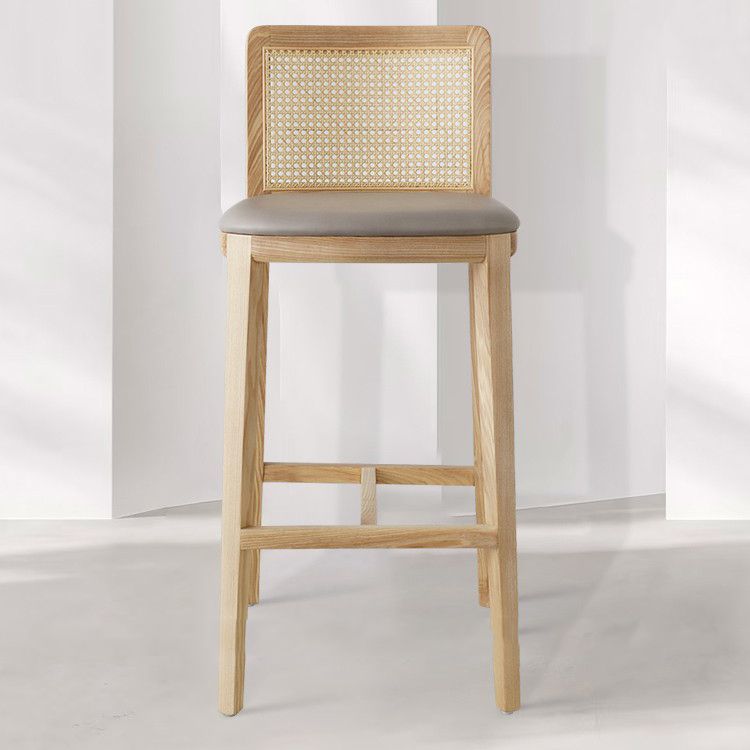Tabouret de bar rembourré sans bras contemporain avec base en bois massif