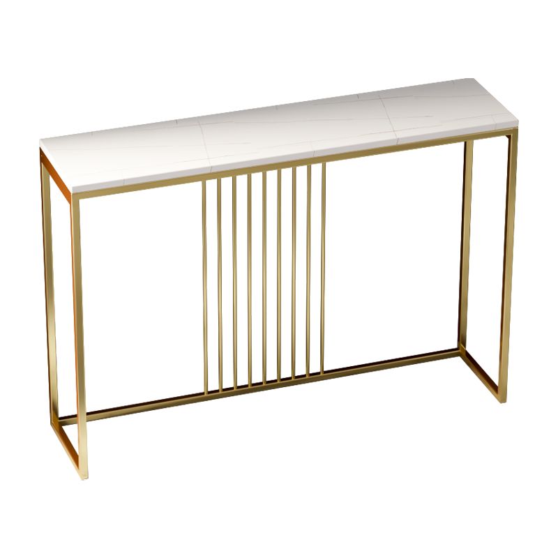 Tabella della console di base di cavalletto di ferro con tavolo accento superiore in pietra rettangolo