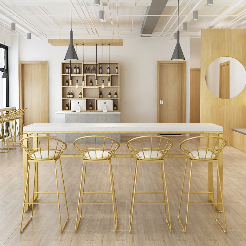 Rectangular Bar-height Table White Wood Top Pub Table with Metal Base Clearhalo 'Bar Furniture' 'Bar Tables' 'bar_tables' 'furn' 'furn_bar_tables' 'Furniture' 'Kitchen & Dining Furniture' 1200x1200_13f9d2a2-f579-4234-bfff-4f6efb091ff9
