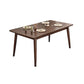 Solid Wood Top Dining Table Modern Rectangle Table with 4 Legs in Brown