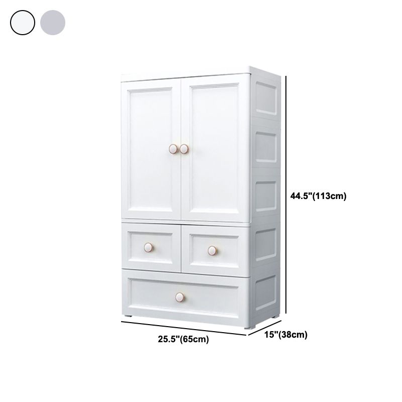 White and Grey Wardrobe Armoire Contemporary Plastic Wardrobe Clearhalo 'Armoires & Wardrobes' 'armoires_wardrobes' 'Bedroom Furniture' 'furn' 'furn_armoires_wardrobes' 'Furniture' 1200x1200_13ff4885-ecac-455d-9985-daa9f68af732