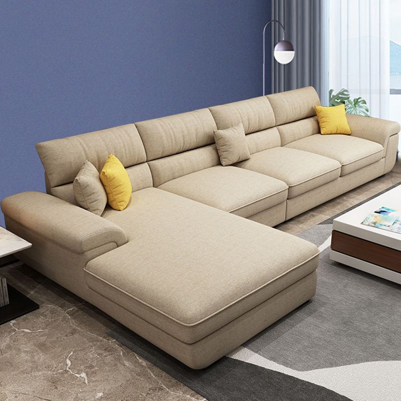 38.5"H Scandinavian Linen Flared Arm Sofa& Chaise Lounge for Living Room Clearhalo 'furn' 'furn_sectionals' 'Furniture' 'furniture_sectionals' 'kitchen' 'kitchen_sectionals' 'Living Room Furniture' 'Sectionals' 1200x1200_13ff9961-11b8-4805-b44c-38f3c15267e9