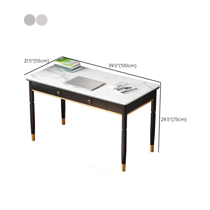 Accueil Glam Stone Writing bureau bureau de bureau rectangulaire avec tiroirs