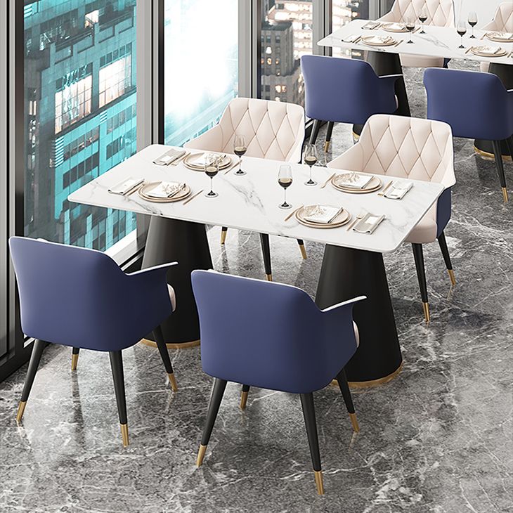Glam Metal Arm Dining Chair Faux Leather Side Chairs for Home Use Clearhalo ' kitchen&dining_furn' 'Dining Chairs' 'Dining Tables & Seating' 'dining_chair' 'furn' 'furn_dining_chair' 'Furniture' 'furniture_dining_chair' 'Kitchen & Dining Furniture' 'kitchen' 1200x1200_1401c233-2890-434c-a629-da982225b4f9